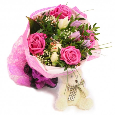Pink Hand tied with Teddy