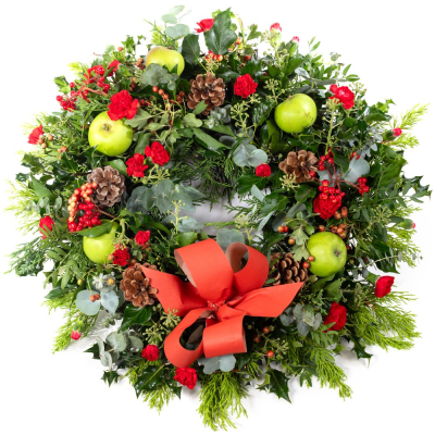 Christmas Wreath - A festive classic that never goes out of style. Christmas Wreath is crafted from lush seasonal greenery and decorative accents, creating a warm and welcoming statement for your front door. A timeless design that captures the spirit of Christmas beautifully.